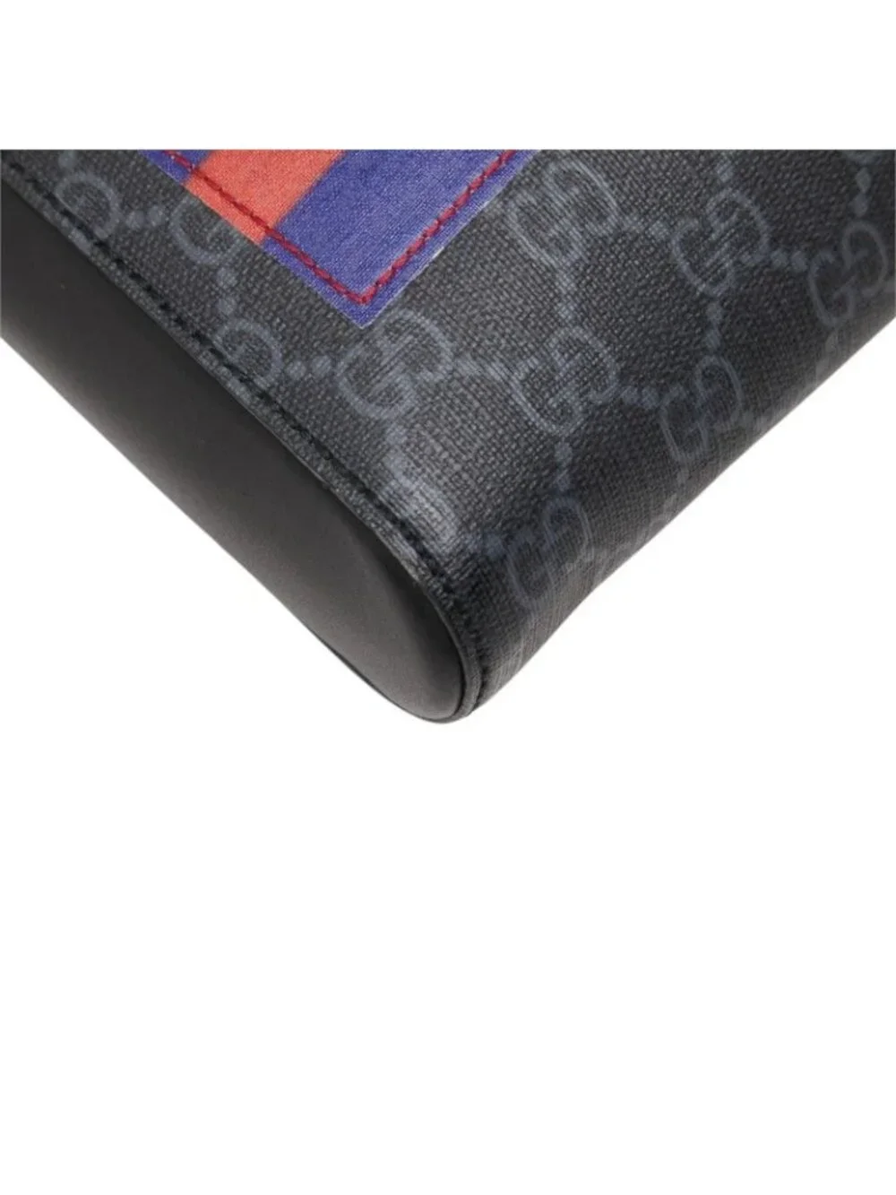 Gucci Courier GG Supreme Shoulder Bag Gray Leather
